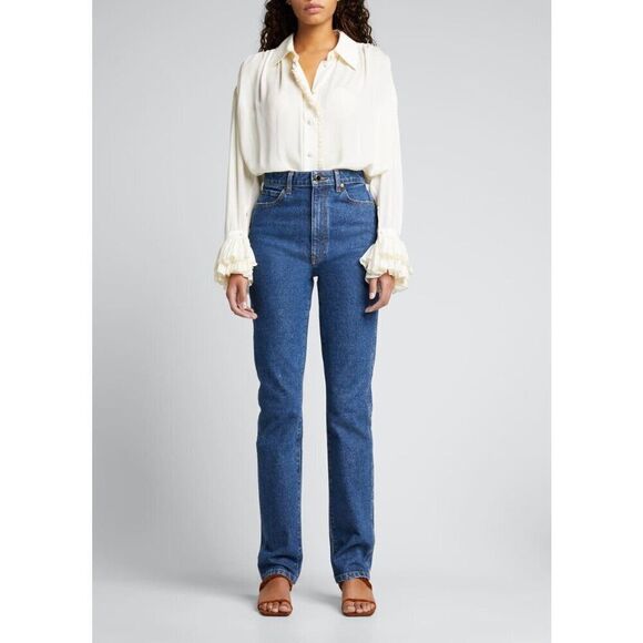 💕KHAITE💕 Daria High Rise Slim Fit Jeans  Montgomery Stretch Medium Blue 29 NWT - Picture 5 of 16